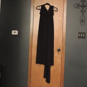 BHFO Black Halter Maxi Dress | Open Back Tie Neck | Size S